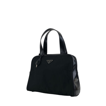 PRADA Tessuto Triangle Logo Handbag Black Vintage 3er6ru