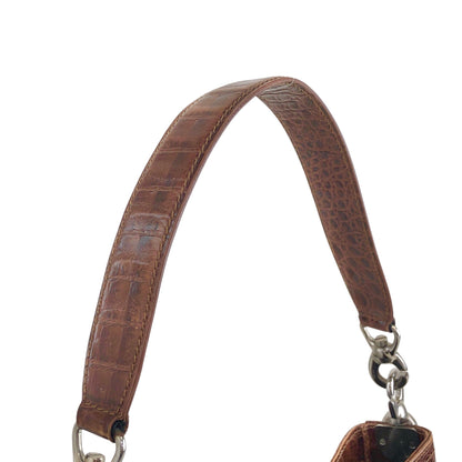 CELINE Gancini Shoulder bag Brown Vintage uh6ta4