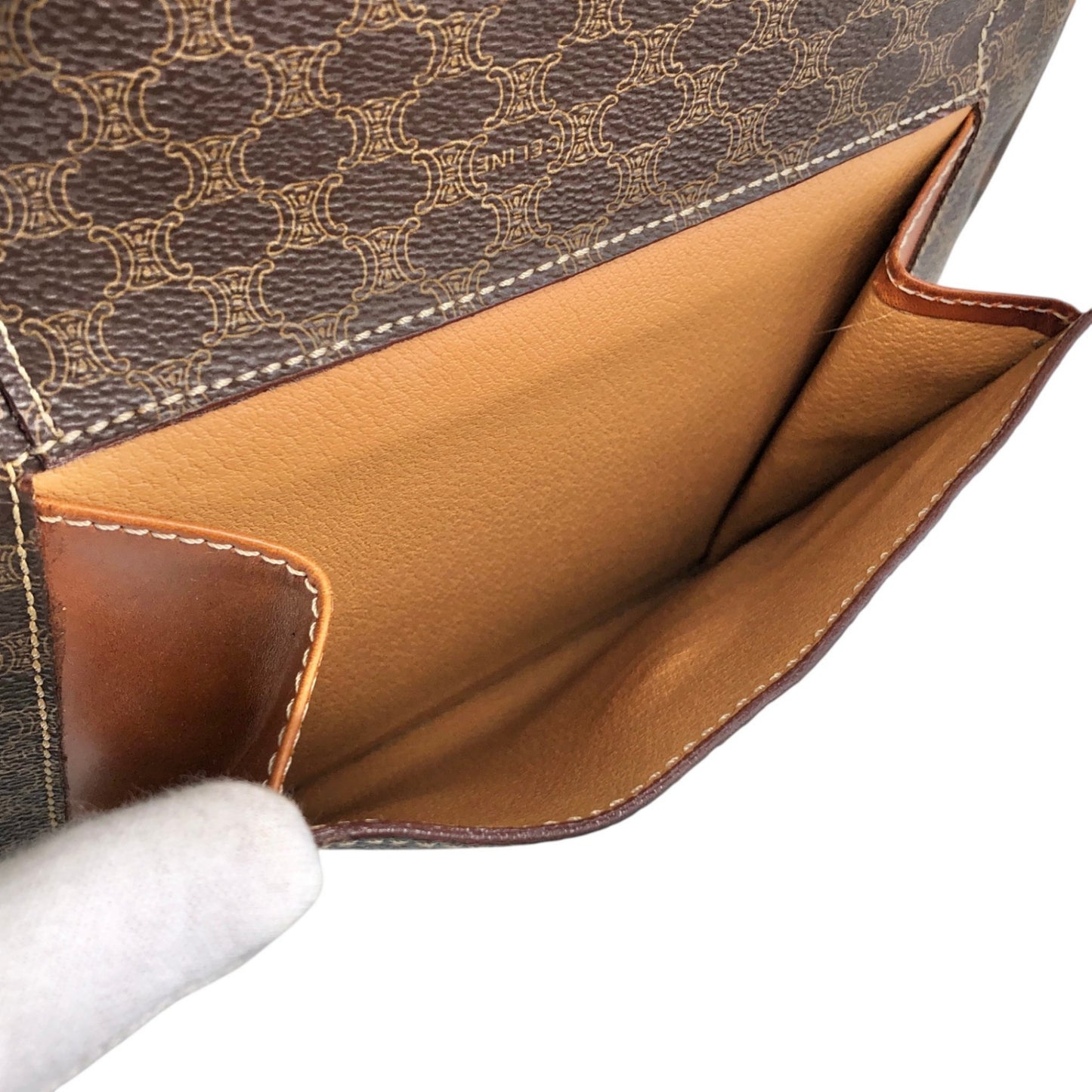 CELINE Macadam Blason Handbag Brown Vintage h544n5