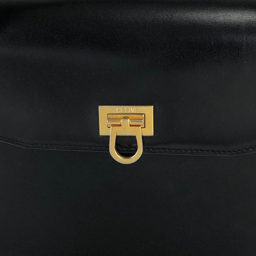 CELINE Metal Closure Handbag Black Vintage rchsfc