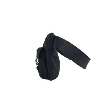 PRADA Triangle Logo Front Pocket Sling bag Black Vintage ts8rf4