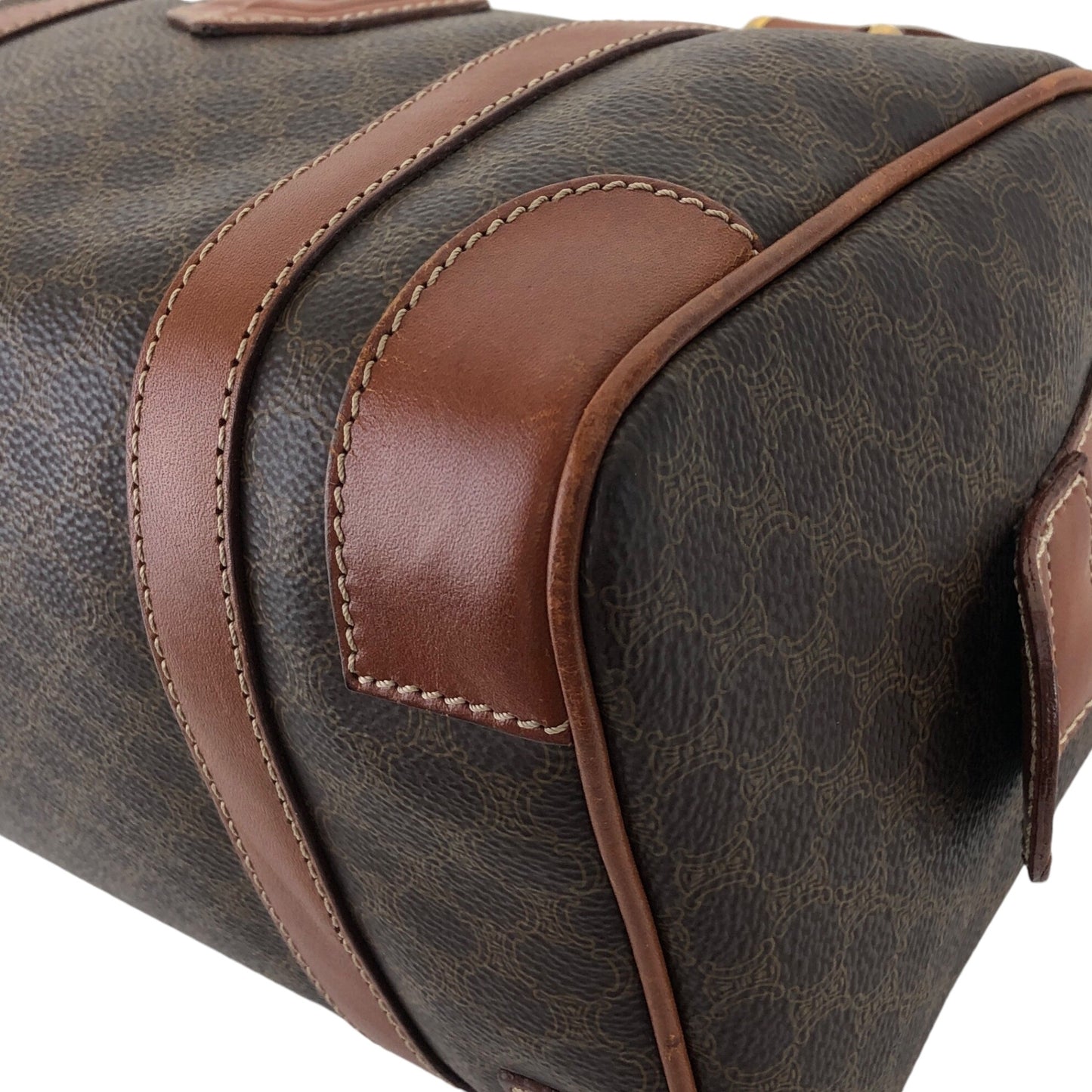 CELINE Macadam Blason Handbag Brown Vintage xiw3ui