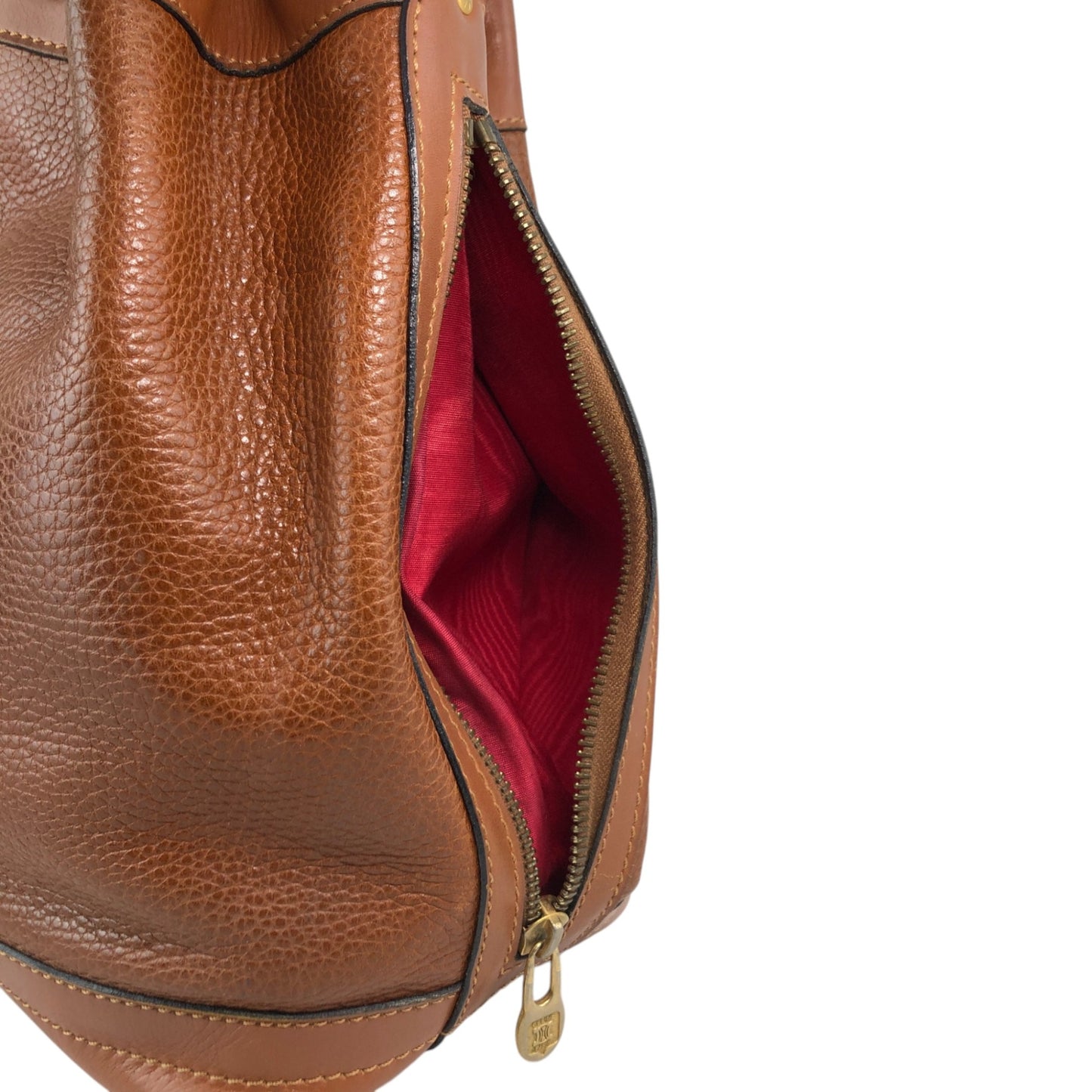 CELINE Gancini Drawstring Shoulder bag Brown Vintage 4uzkb3