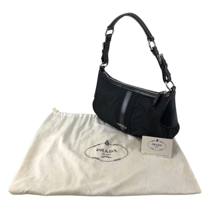 PRADA Triangle Logo   Shoulder bag Hobobag Black Vintage 4nfw5t