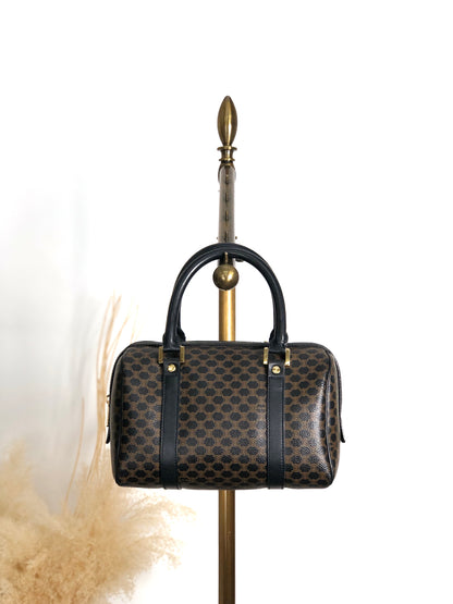 CELINE Macadam Small Boston bag Handbag Black Vintage py4p2e