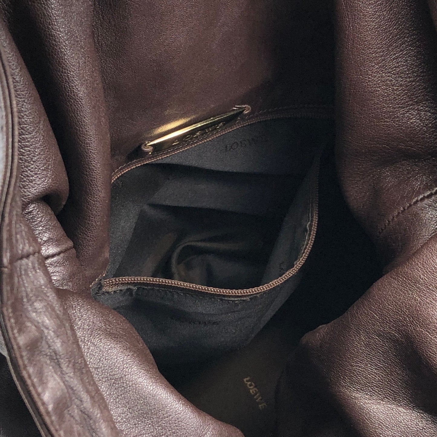LOEWE Anagram Drawstring Shoulder bag Brown Vintage 7ep7z7