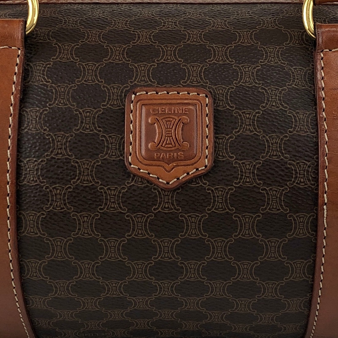 CELINE Macadam Blason Handbag Brown Vintage stij7h