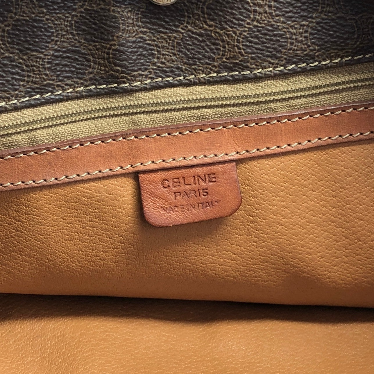 CELINE Macadam Logo Handbag Totebag Brown Vintage idxpny