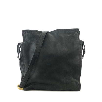 LOEWE Anagram Leather Drawstring Shoulder bag Black Vintage hzn8br