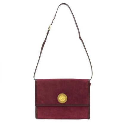 CELINE Medal Motif Suede Shoulder bag Clutch bag Bordeaux Vintage Old Celine 4kyyct