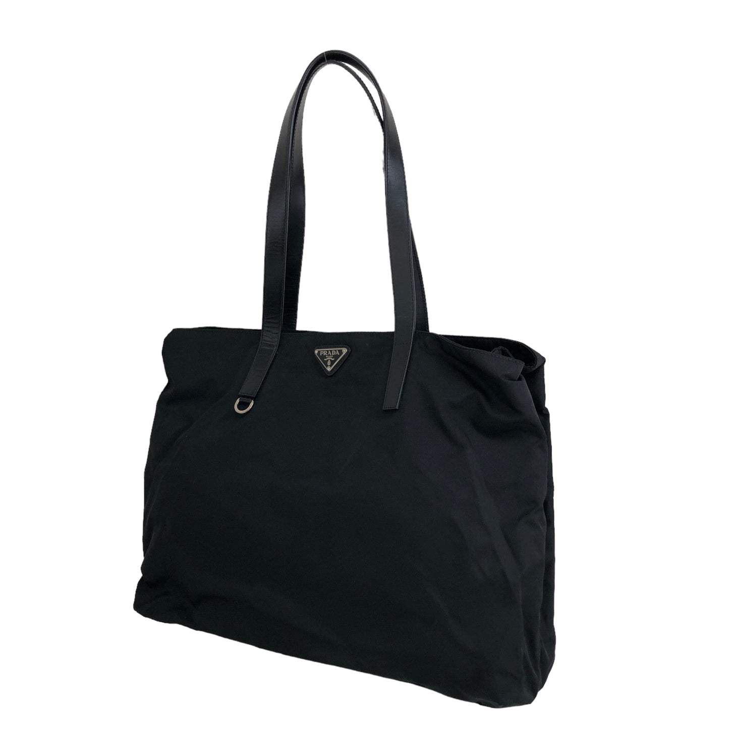 PRADA Triangle Logo Nylon Totebag Black Vintage h38ic3