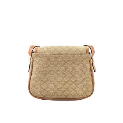 CELINE Macadam Blason Tassel Small Crossbody Shoulder bag Beige Vintage y3r5h2