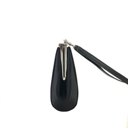 GUCCI Rhinestone Satin clasp Shoulder bag Black Vintage xcuw5e