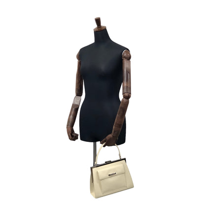 Yves Saint Laurent Logo Leather Handbag Beige Vintage brtxwd