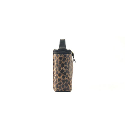 LOEWE Leopard Vanity Enamel Handbag Mini Bag Black Brown vintage Old x7rt6f