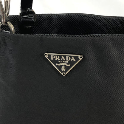 PRADA Triangle Logo Nylon Handbag Black Vintage v542yk