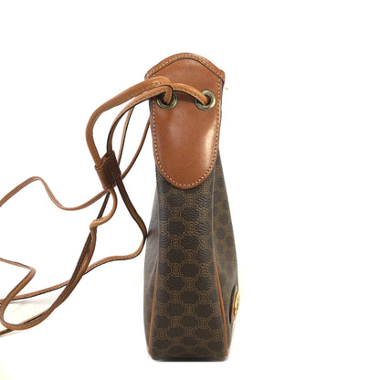 CELINE Macadam PVC Leather Drawstring Shoulder bag Brown Vintage hw5asw