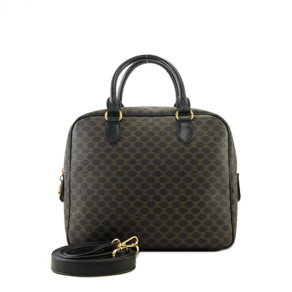 CELINE Macadam Circle Charm Leather Two-way Handbag Shoulder bag Boston bag Black Vintage 4ftutu