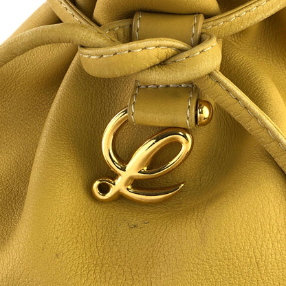 LOEWE logo motif drawstring purse one-shoulder leather shoulder bag yellow vintage old dat6px
