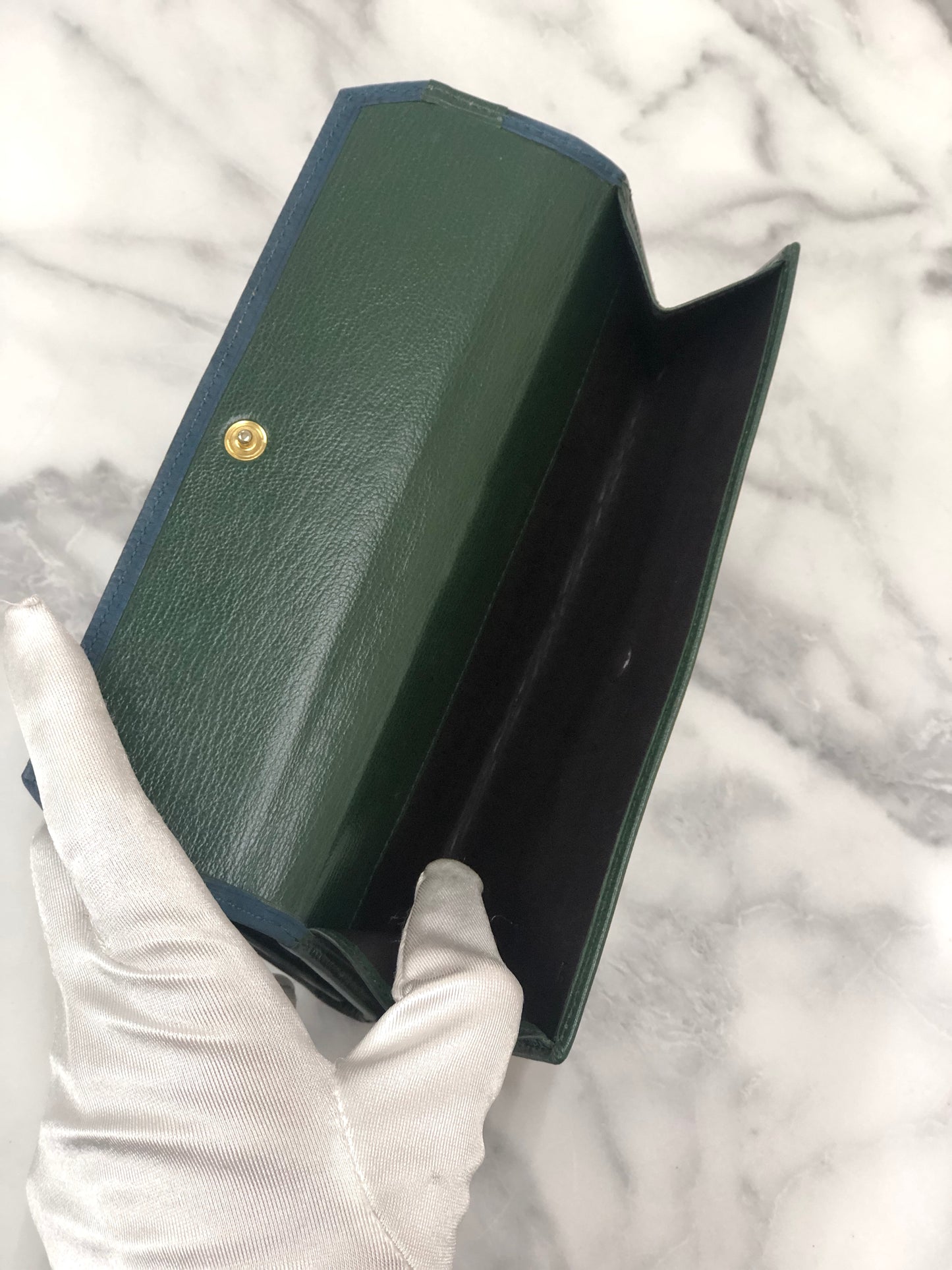 LOEWE Velazquez Leather Long Wallet Green Vintage j4d7xm