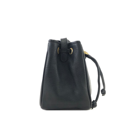 Christian Dior Logo Motif Leather Drawstring Shoulder bag Black Vintage gk34h7