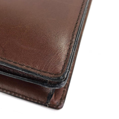 CELINE Triple Gancini Mantel Kelly Leather Handbag Brown vintage Old Celine iz86nn