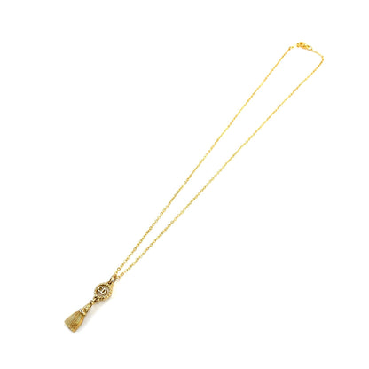 Christian Dior CD Circle Tassel Necklace Gold vintage Old Accessories v225dv