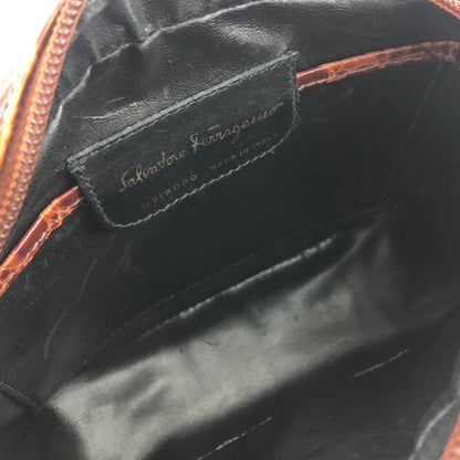 Salvatore Ferragamo Vala Ribbon 鱷魚壓花包 棕色 復古 舊款 x6i2ib