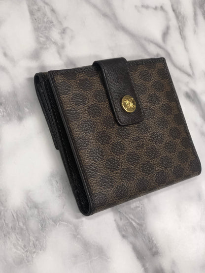 CELINE Macadam Leather Folded Wallet Brown Vintage iusmee