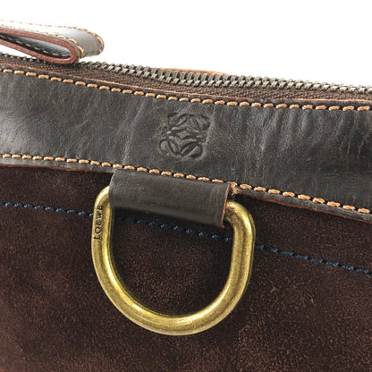 LOEWE Anagram Suede Leather Pouch Brown Vintage xww4yf