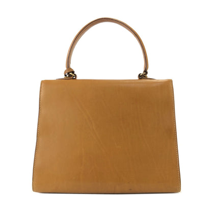 PRADA Metal Closure Leather Handbag Camel Vintage hktpxe