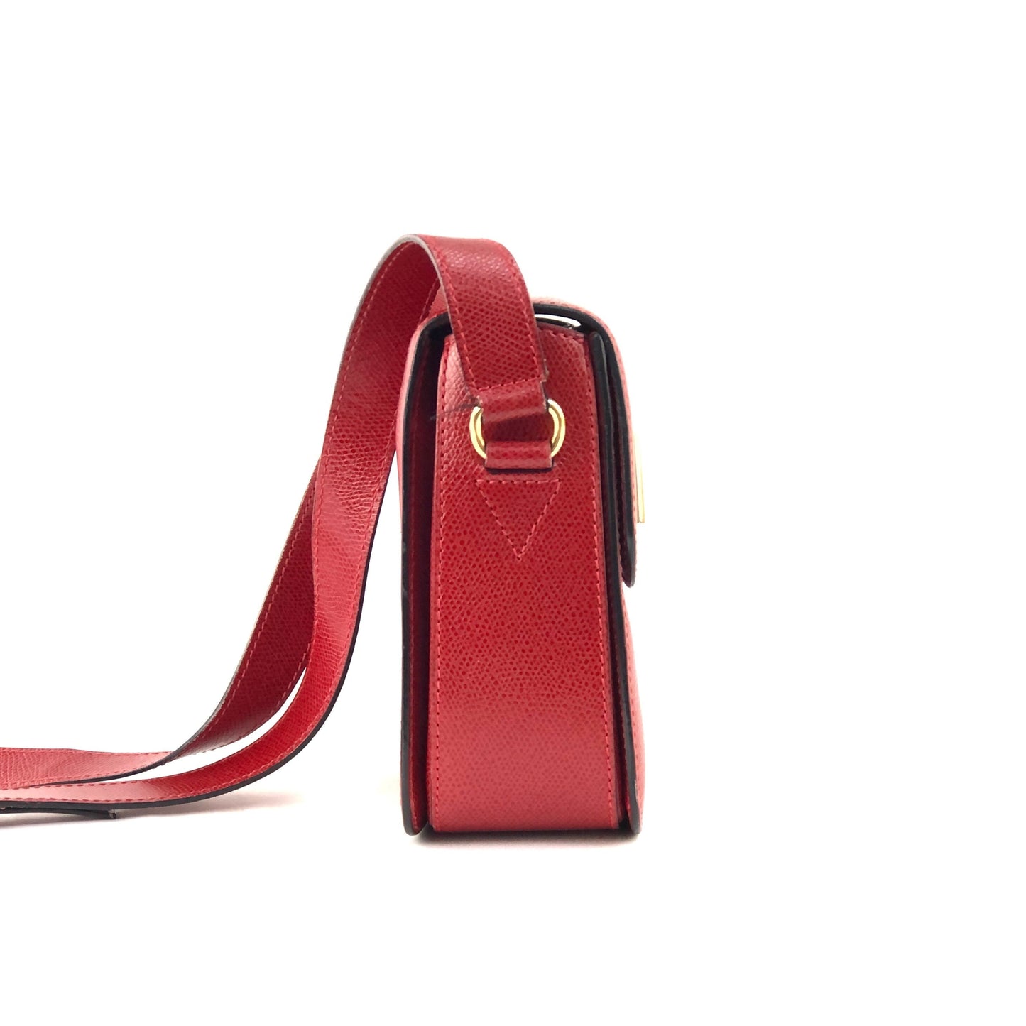 CELINE Turn Lock Leather Shoulder Bag Red vintage Old Celine 5pz5wi