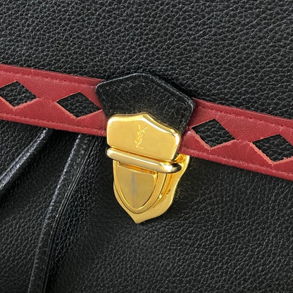 Yves Saint Laurent diamond cut YSL 2way leather shoulder bag handbag black vintage old axstfw