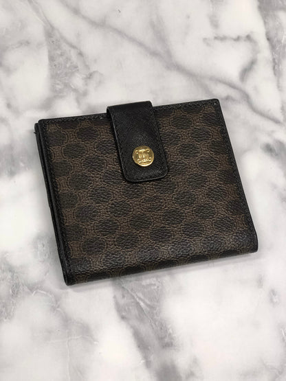 CELINE Macadam Leather Folded Wallet Brown Vintage iusmee