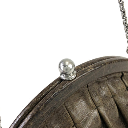 PRADA 皮革鏈條派對包手提包迷你包棕色復古舊款 37czyb