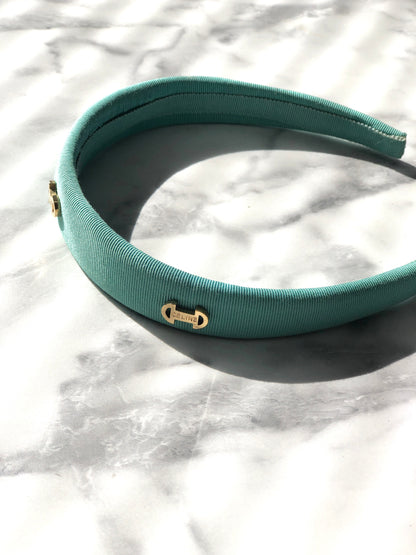 CELINE Horse Bit Fabric headband mint green Vintage 5c8ice