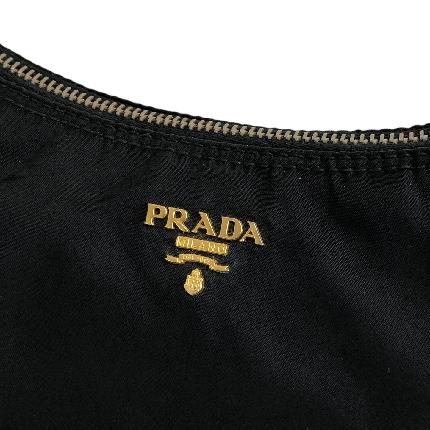 PRADA Logo Nylon Handbag Hobobag Black Vintage yg6ukb