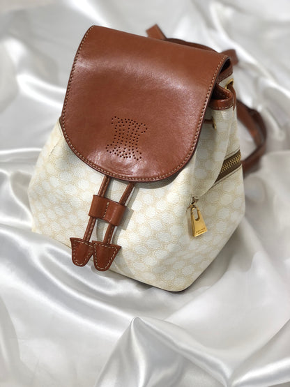 CELINE Macadam Blason Backpack White Vintage wih3fy