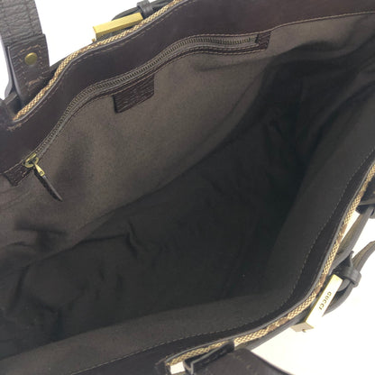 GUCCI front belt GG canvas handbag beige brown vintage old um3y8c