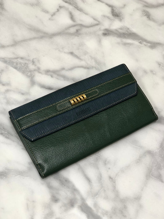 LOEWE Velazquez Leather Long Wallet Green Vintage j4d7xm
