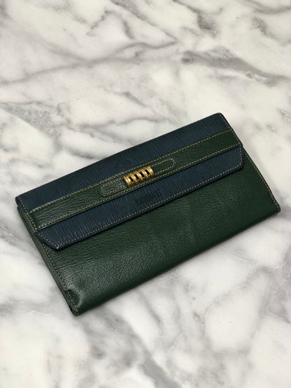 LOEWE Velazquez 皮革長錢包 綠色復古 j4d7xm 