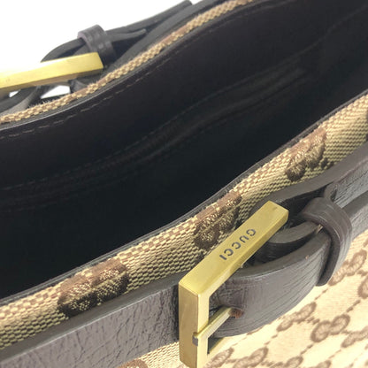 GUCCI front belt GG canvas handbag beige brown vintage old um3y8c