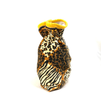 Christian Dior Leopard purse pile fabric pouch brown yellow vintage old dbky5v