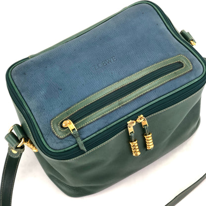 LOEWE Velazquez Square Box Shoulder Bag Vanity Green Blue vintage Old 5rr8tv