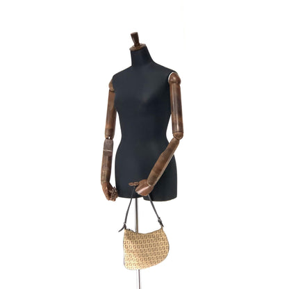 FENDI Zucchino one shoulder handbag beige vintage old yv64ch
