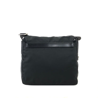 PRADA Triangle Logo Front Buckle Nylon Leather Shoulder bag Black Vintage ykd4wx
