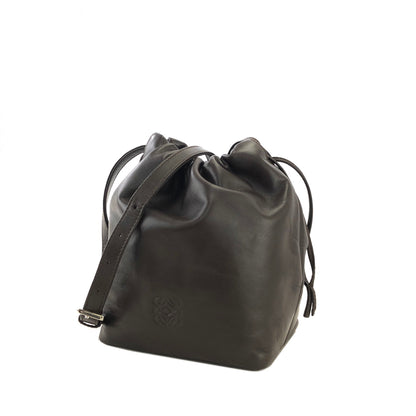 LOEWE Anagram Leather Drawstring Shoulder bag Brown Vintage zam3zr