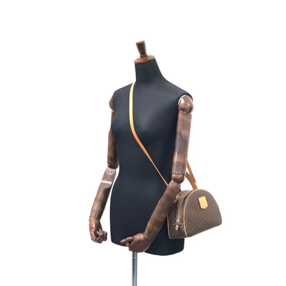 CELINE Macadam Blason Leather Two-way Handbag Shoulder bag Brown Vintage hzumnt