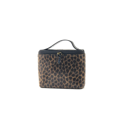 LOEWE Leopard Vanity Enamel Handbag Mini Bag Black Brown vintage Old x7rt6f