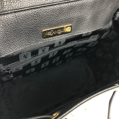 Yves Saint Laurent diamond cut YSL 2way leather shoulder bag handbag black vintage old axstfw